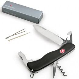 Подарочный нож VICTORINOX Nomad, 111 мм, складной, с фиксирующимся лезвием, черный, 11 функций, 0.8353.3