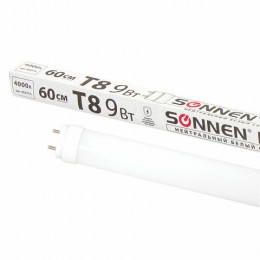 Лампа светодиодная SONNEN, 9Вт, G13, трубка, 60 см, нейтральный/белый, LED T8-9W-4000