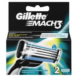 Сменные кассеты для бритья 2 шт., GILLETTE (Жиллет) Mach3, для мужчин