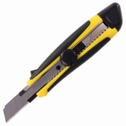 Нож канцелярский 18 мм BRAUBERG Universal, роликовый фиксатор, резиновые вставки, блистер, 235402