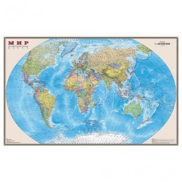Карта настенная Мир. Политическая карта, М-1:20 млн., размер 156х101 см, ламинированная, тубус, 295