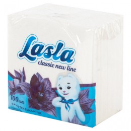 Салфетки бумажные 100 шт., 23х24 см, LASLA Classic, белые, 100% целлюлоза