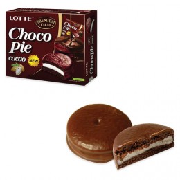 Печенье LOTTE Choco Pie Cacao (Чоко Пай Какао), глазированное, картонная упаковка, 336 г, 12 шт. х 28 г