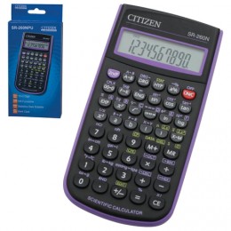 Калькулятор CITIZEN инженерный SR-260NPU, 10+2 разряда, питание от батарейки, 154х80 мм, фиолетовый
