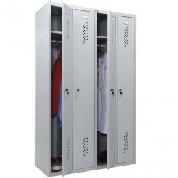 Шкаф металлический для одежды ПРАКТИК LS-41, четырехсекционный, 1830х1130х500 мм, 55 кг, разборный, LS(LE)–41