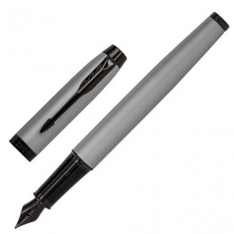 Ручка перьевая PARKER IM Achromatic Grey BT, корпус серый матовый, нержавеющ. сталь, синяя, 2127619