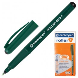 Ручка-роллер CENTROPEN, ЧЕРНАЯ, трехгранная, корпус зеленый, узел 0,5 мм, линия письма 0,3 мм, 4615/1Ч