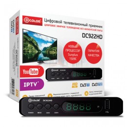 Приставка для цифрового ТВ DVB-T2 D-COLOR DC922HD, RCA, HDMI, USB, дисплей, пульт ДУ