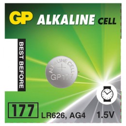 Батарейка GP Alkaline 177 (G4, LR626), алкалиновая, 1 шт., в блистере (отрывной блок), 4891199026690