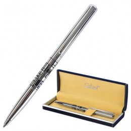 Ручка подарочная шариковая GALANT Basel, корпус серебристый с черным, хромированные детали, пишущий узел 0,7 мм, синяя, 141665