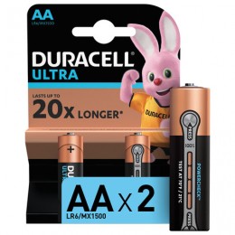 Батарейки DURACELL Ultra Power, AA (LR06, 15А), алкалиновые, КОМПЛЕКТ 2 шт., в блистере