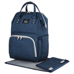 Рюкзак для мамы BRAUBERG MOMMY с ковриком, крепления на коляску, термокарманы, синий, 40x26x17см, 270820
