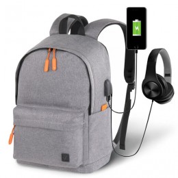 Рюкзак BRAUBERG URBAN универсальный с отделением для ноутбука, USB-порт, Energy, серый, 44х31х14см, 270806