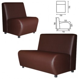 Кресло Клауд, V-600, 550х750х780 мм, без подлокотников, экокожа, коричневое