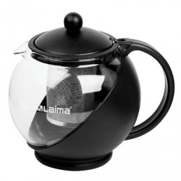 Заварник (чайник) ЛАЙМА Бергамот, 1,25 л, стекло/пластик/фильтр - нержавеющая сталь, черный, 601373