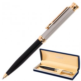 Ручка подарочная шариковая GALANT Antic, корпус черный с серебристым, золотистые детали, пишущий узел 0,7 мм, синяя, 140388