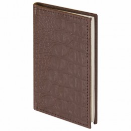 Телефонная книжка МАЛЫЙ ФОРМАТ (80х130 мм) А7, BRAUBERG Cayman, под крокодиловую кожу, 56 л., вырубной алфавит, коричневая, 125135